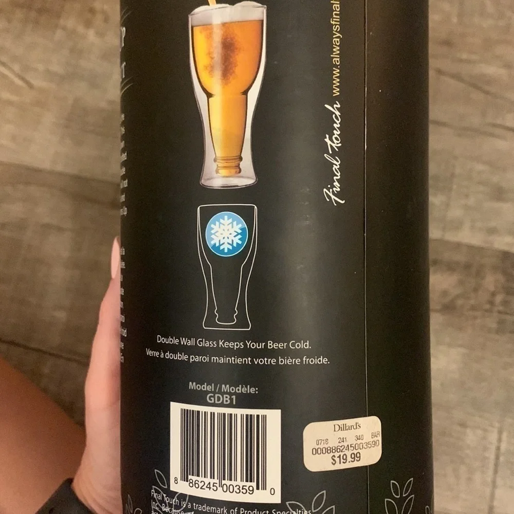 Final Touch Bottoms Up Beer‎ Glass Set of 2